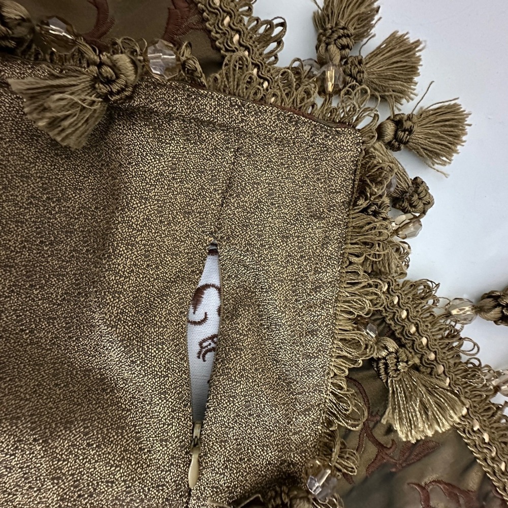Michael Amini Pontevedra Euro Pillow Shams Set 2 Olive Gold Tassel Trim 26x26 - Picture 7 of 8